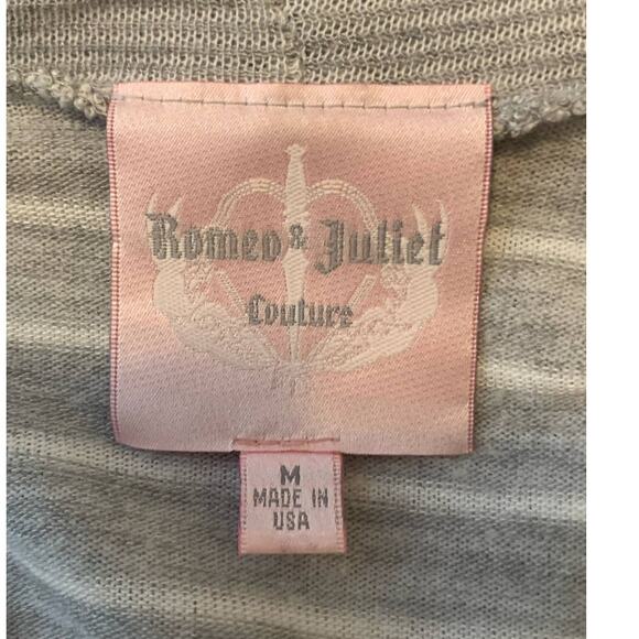 Romeo & Juliet gray striped long sleeves open front cardigan size M - Picture 3 of 9